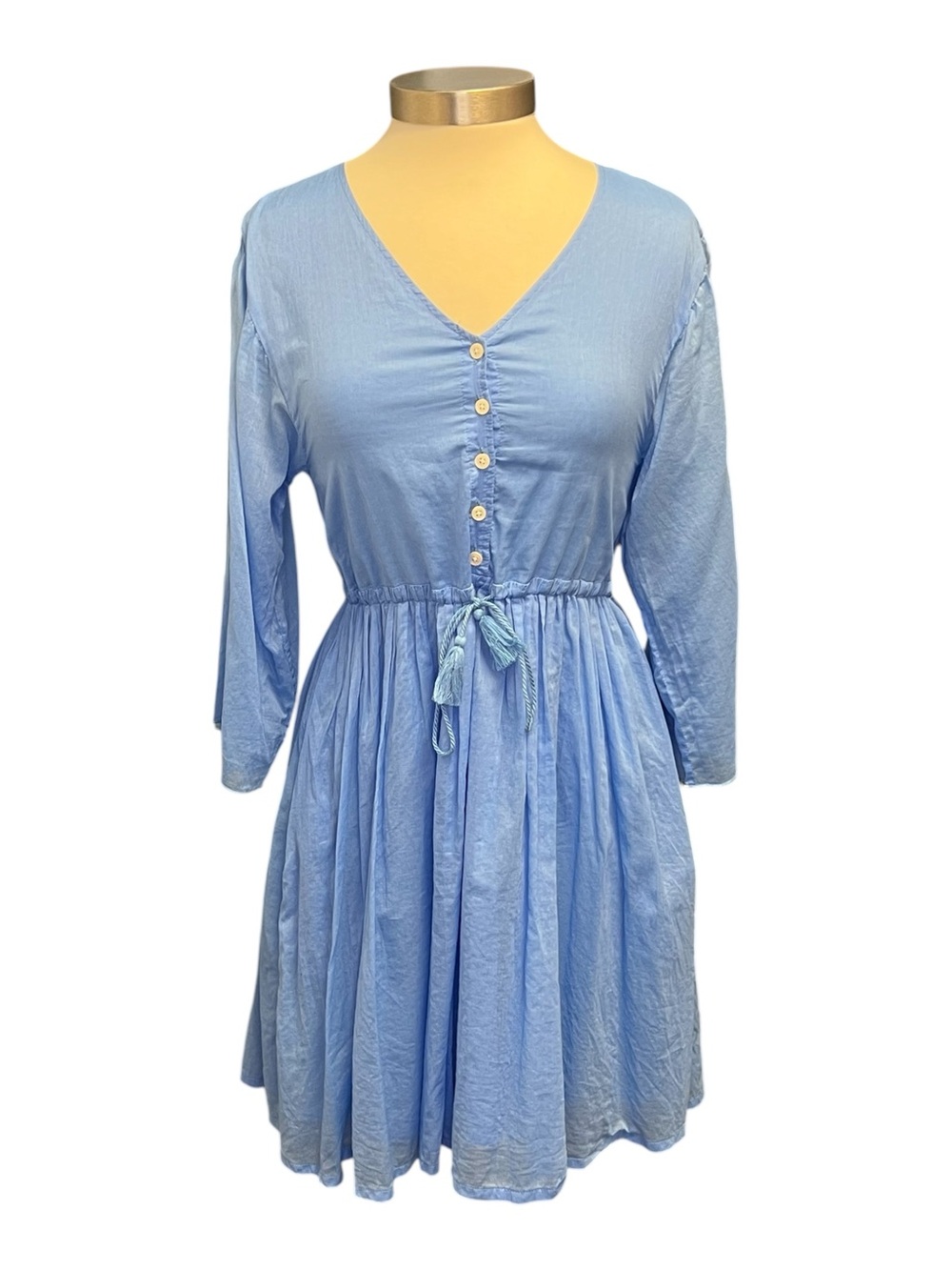 ATM Drawstring Cotton Voile Mini Dress